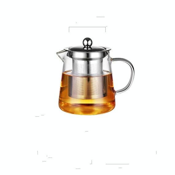 Set di tè in vetro resistente al calore grande capacità con filtro in acciaio inox per tè Kung FU, capacità: 450ml
