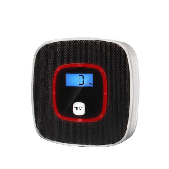 Rilevatore di monossido di carbonio Sensore di allarme gas Tester di gas avvelenamento Rilevatore di avvertimento vocale umano con display LCD (nero)
