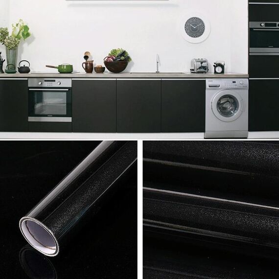 Perlescente Creativo PVC Decorazione di mattoni Mobili Carta da parati Adesivi Camera da letto Soggiorno Parete Carta da parati impermeabile Rotolo, Dimensioni: 60x500cm (Nero)