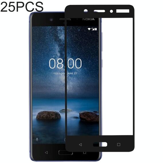 Pellicola proteggi schermo in vetro temperato Full Glue da 25 pezzi per Nokia 8