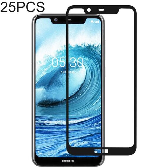 25 PCS Full Glue Full Cover Pellicola proteggi schermo in vetro temperato per Nokia 5.1 Plus / X5
