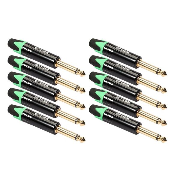 10 PCS TC202 6.35mm Adattatore audio per saldatura mono suono placcato oro (verde)