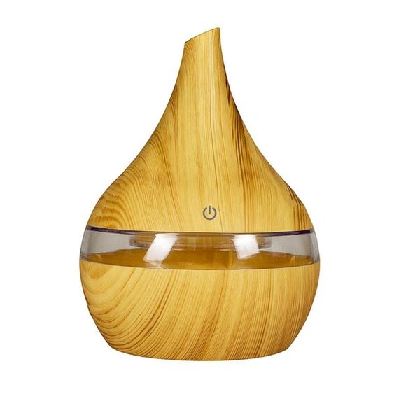 2 PCS 300ml USB Electric Aroma diffusore d'aria in legno Umidificatore ad ultrasuoni Olio essenziale Aromaterapia Cool Mist Maker (Oblique Bocca Light Wood Grain)