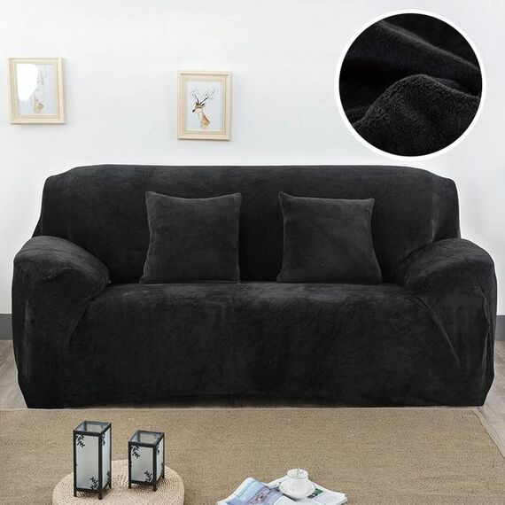 Copridivano in tessuto felpato Copridivano spesso Copridivano elastico per divano Non includono federa, specifica: 1 posto 90-140 cm (nero)