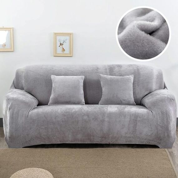 Copridivano in tessuto felpato Copridivano spesso Copridivano elastico per divano Non includono federa, specifica: 2 posti 145-185 cm (grigio)