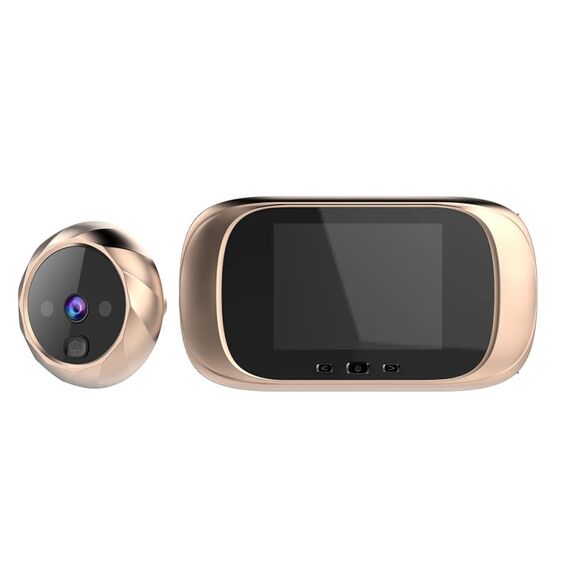 DD1 Campanello per fotocamera Cat Eye elettronico intelligente con schermo LCD da 2,8 pollici, supporto per visione notturna a infrarossi (oro)