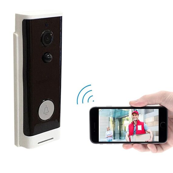 M200A 1080P WiFi WiFi Video Pulsante Video Pulsante rotondo, supporta il rilevamento del movimento a infrarossi e il tasso adattativo e il tasso adattativo e l'intercomunico a due vie e il telecomando / pir wakeup (bianco)