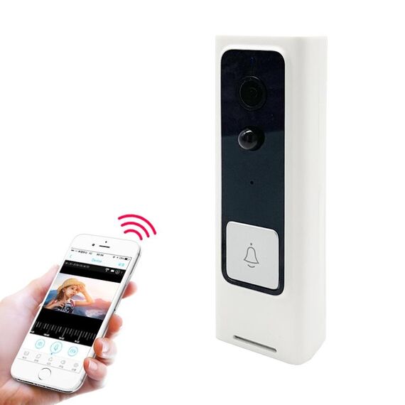Campanello video WiFi M200B con pulsante quadrato intelligente, supporto rilevamento movimento a infrarossi e velocità adattiva, interfono bidirezionale e attivazione remota / PIR (bianco)