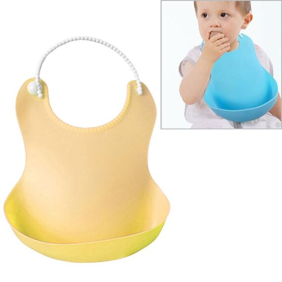 Grembiule arrotolabile per neonati con bavaglino in silicone impermeabile per neonati (GIALLO)