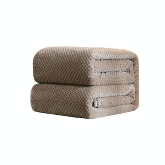 Coperta in flanella di ananas a rete tinta unita addensata Coperta in pile di corallo Aria condizionata Copridivano Lenzuola calde invernali Coperte in pelliccia sintetica facili da lavare, Dimensioni: 100x150cm (Kahki)