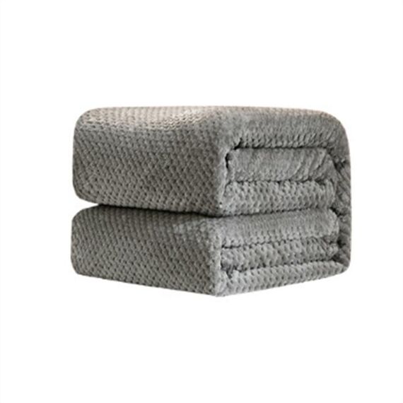 Coperta di flanella di ananas a rete tinta unita addensata Coperta di flanella in pile di corallo Aria condizionata Copridivano Lenzuola calde invernali Coperte di pelliccia sintetica di facile lavaggio, Dimensioni: 150x200cm (grigio)