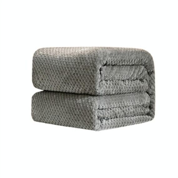 Coperta di flanella di ananas a rete tinta unita addensata Coperta di flanella in pile di corallo Aria condizionata Copridivano Lenzuola calde invernali Coperte di pelliccia sintetica di facile lavaggio, Dimensioni: 180x200cm (grigio)