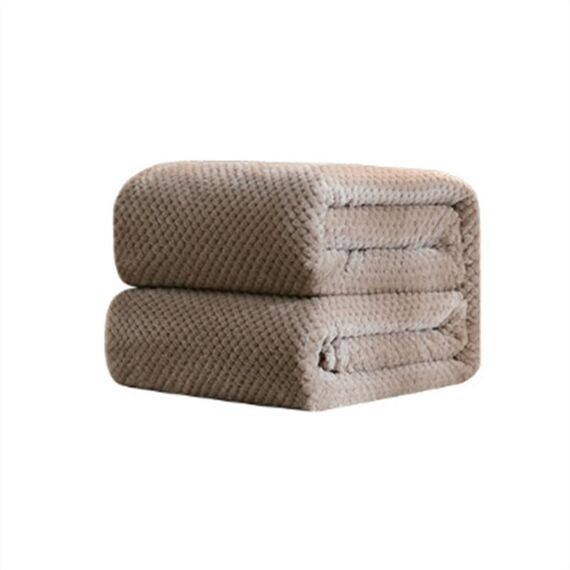 Coperta di flanella di ananas a rete tinta unita addensata Coperta di flanella in pile di corallo Aria condizionata Copridivano Lenzuola calde invernali Coperte di pelliccia sintetica facili da lavare, Dimensioni: 45x65cm (Kahki)