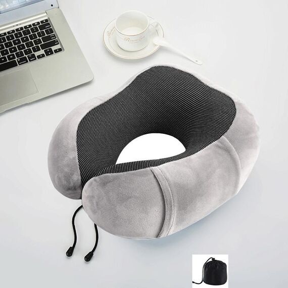 Cuscino a forma di U in memory foam magnetico adatto per cuscini da viaggio (grigio)