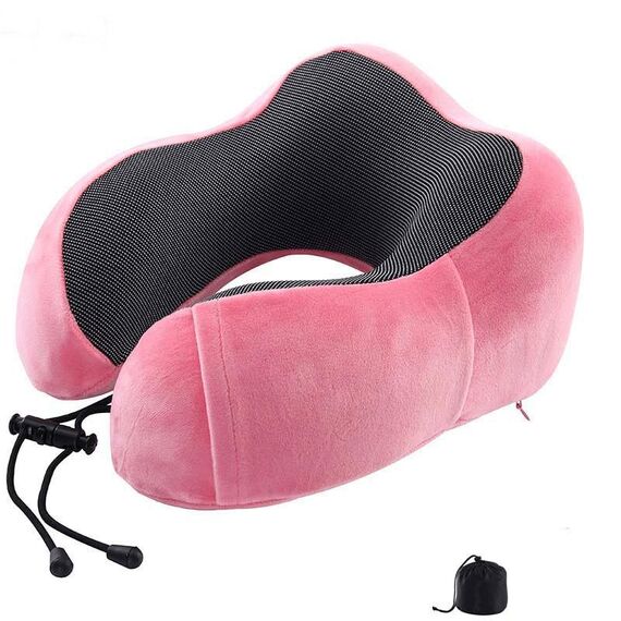 Cuscino a forma di U in memory foam magnetico adatto per cuscini da viaggio (rosa)