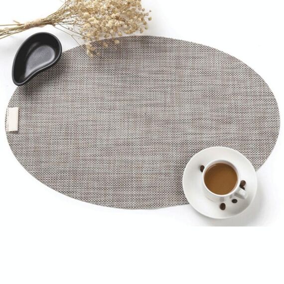 Tovaglietta per tavolo da pranzo di forma ovale in PVC Isolamento termico Tovagliette antiscivolo Tovagliette per stoviglie (lino)
