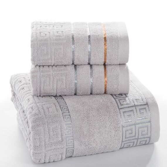 Set da bagno con asciugamani in cotone scozzese 3 pezzi (grigio scuro)
