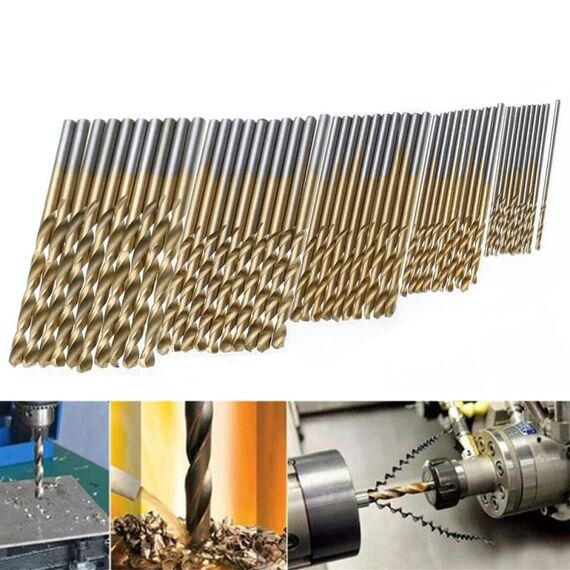 50 pezzi / set punte da trapano rivestite in titanio set di punte da trapano in acciaio ad alta velocità strumenti di perforazione