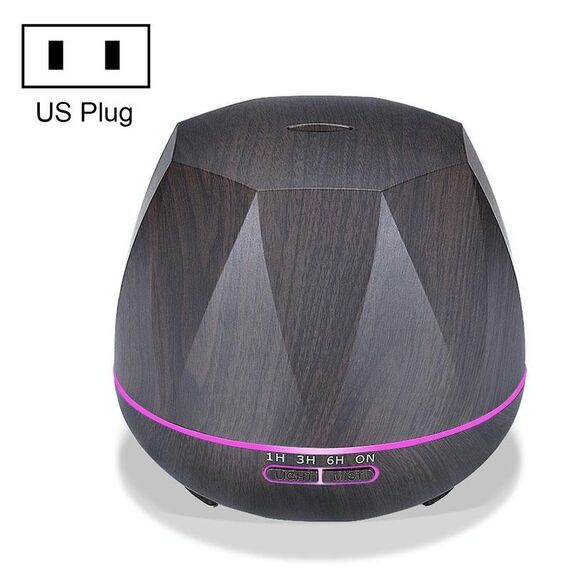 Diamond Wood Grain Remote Control Umidificatore ad ultrasuoni Macchina per aromaterapia Spruzzatore automatico di alcol con luci a LED, capacità: 400 ml, spina americana (colore legno scuro)