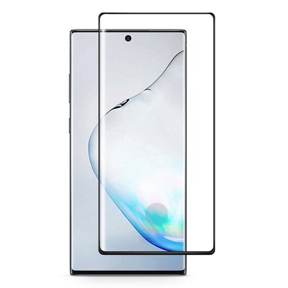 Per Galaxy Note 10+ 0.3mm 9H Durezza superficiale 3D Bordo curvo Colla Pellicola in vetro temperato a schermo intero curvo, È supportato lo sblocco dell'impronta digitale (Nero)