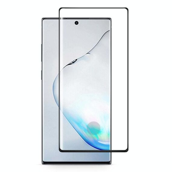 Per Galaxy Note 10+ Pellicola in vetro temperato con bordo curvo 3D a colla piena, lo sblocco dell'impronta digitale è supportato (nero)