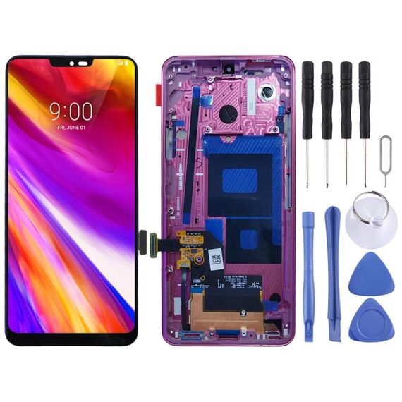 Schermo LCD originale per LG G7 ThinQ / G710 G710EM G710PM G710VMP Digitizer Assemblaggio completo con cornice (rosso)
