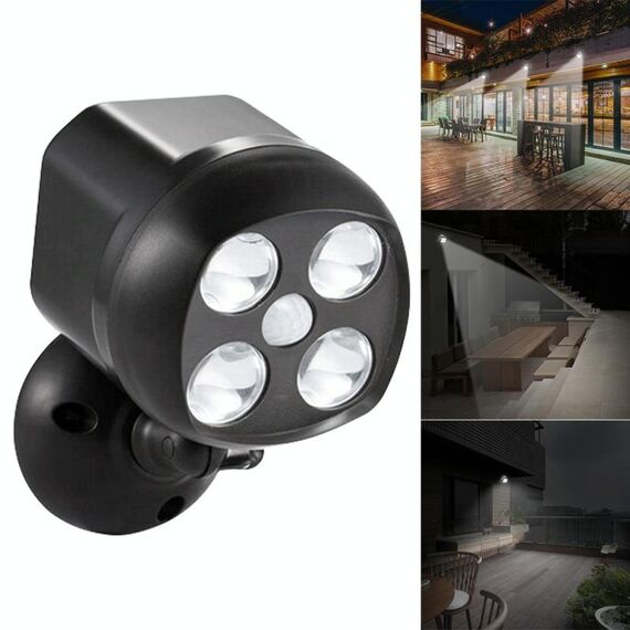 3W 4 LED SMD 3535 Illuminazione per esterni Sensore di movimento senza fili Faretto esterno Lampada da parete a LED