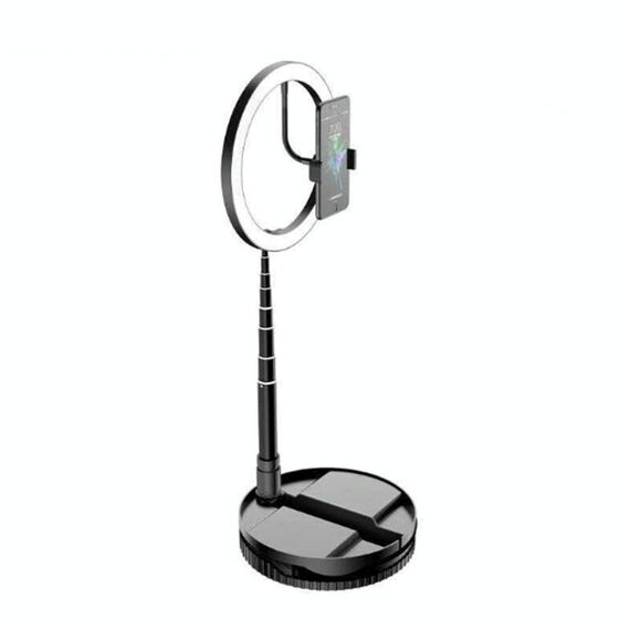 Luce di riempimento professionale portatile pieghevole a livello di studio Staffa per telefono cellulare Anello luminoso a LED (nero)
