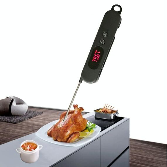 2 PCS Sonda Termometro Digitale Pieghevole per Carne Wireless Lettura Istantanea Cucina Cucinare Cibo Sonda Lunga in Acciaio Inox per Barbecue