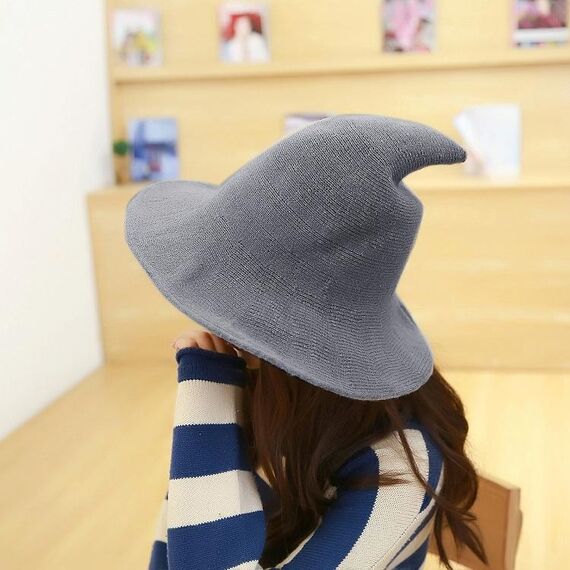 Cappello di lana a tesa larga del mago Steeple della personalità di Halloween (grigio chiaro)