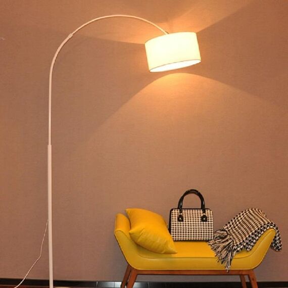Soggiorno camera da letto studio semplice lampada da terra telecomando (B bianco + 5W LED luce calda)