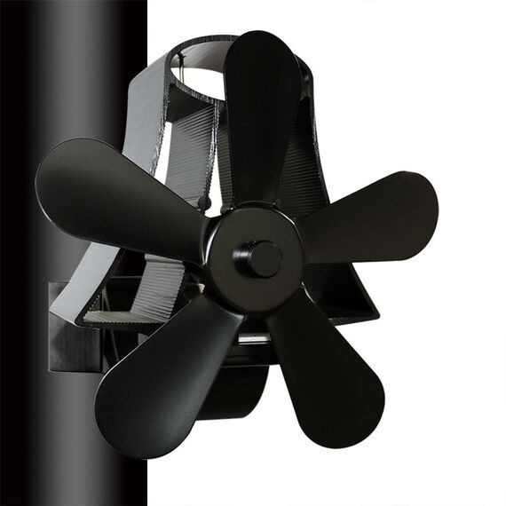 YL-106 Ventilatore per stufa camino ad alta temperatura in alluminio ad alta temperatura a 5 pale (nero)