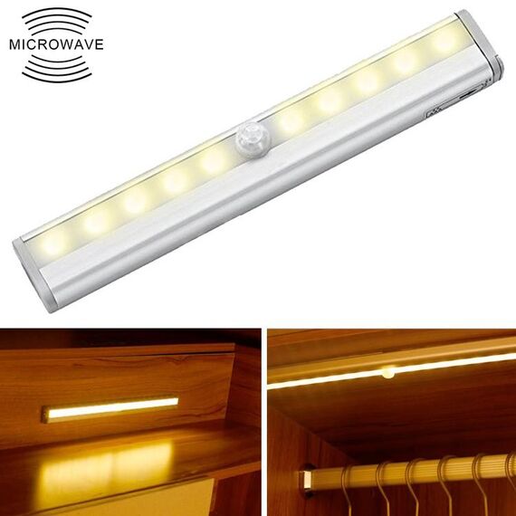 0,8 W 10 LED Luce bianca calda Schermo stretto Luce sensore del corpo umano intelligente LED Luce dell'armadio del corridoio, versione di ricarica USB