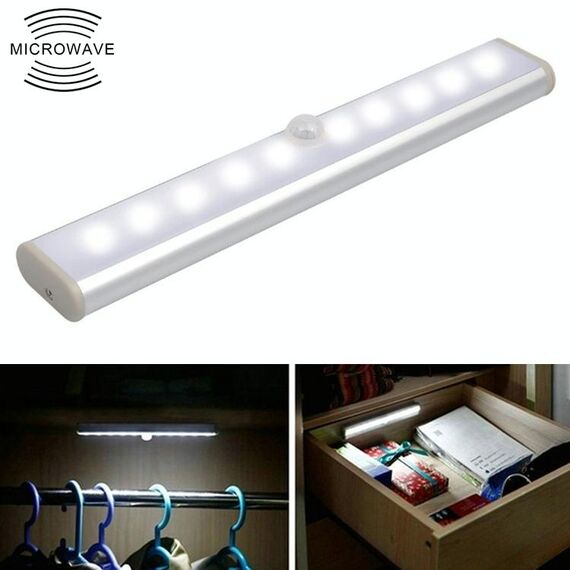 2W 10 LED Luce bianca per ampio schermo Sensore intelligente per corpo umano Luce LED per corridoio, versione a batteria