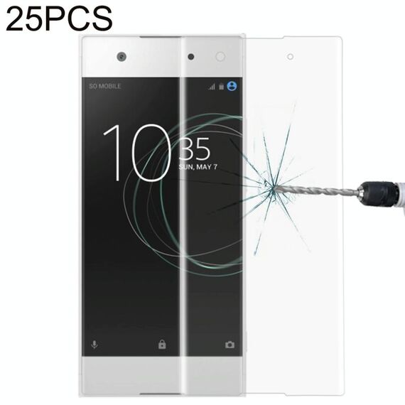 25 PCS per Sony Xperia XA1 0,33 mm 9H Durezza superficiale Protezione schermo in vetro temperato a schermo intero curvo 3D (trasparente)