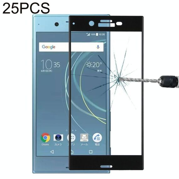25 PCS per Sony Xperia XZs 0,33 mm 9H Durezza superficiale Protezione schermo in vetro temperato a schermo intero curvo 3D (nero)