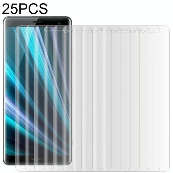 25 PCS per Sony Xperia XZ3 0,3 mm 9H Durezza superficiale Pellicola in vetro temperato a schermo intero con bordo curvo 3D (trasparente)