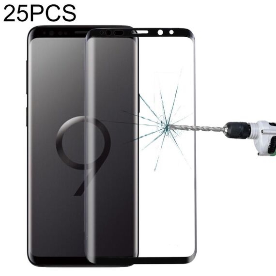 25 PCS per Galaxy S9 Plus 9H Durezza superficiale 3D Bordo curvo Anti-graffio Schermo intero Proteggi schermo in vetro temperato HD (nero)