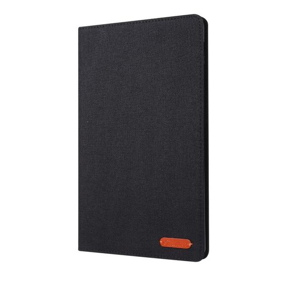 Per Galaxy Tab a 10.1 (2019) T510 / T515 Custodia in pelle con vibrazione orizzontale in tessuto con supporto e slot per schede (nero)