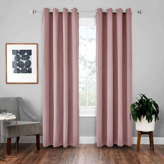 Tenda solida con isolamento in tessuto per tende ad alta precisione da 4 pezzi, dimensioni: 42 × 63 pollici （107 × 160 cm） (rosa)