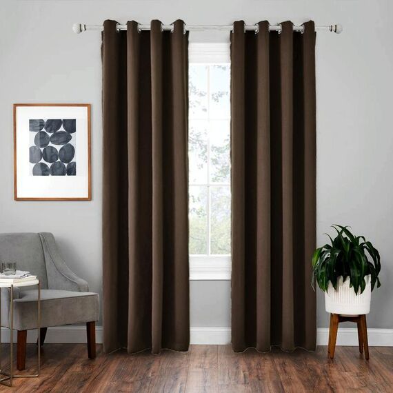 Tenda solida con isolamento in tessuto per tende ad alta precisione da 4 pezzi, dimensioni: 42 × 63 pollici （107 × 160 cm） (caffè scuro)