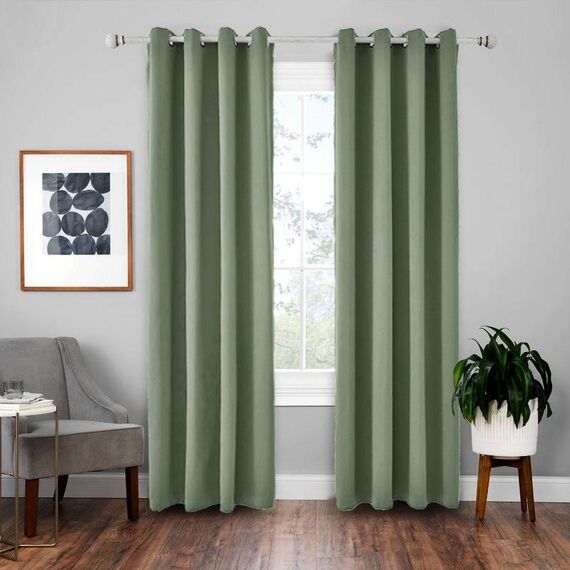 Tenda solida con isolamento in tessuto ad alta precisione per tende da 4 pezzi, dimensioni: 52 × 84 （132 × 213） (verde)