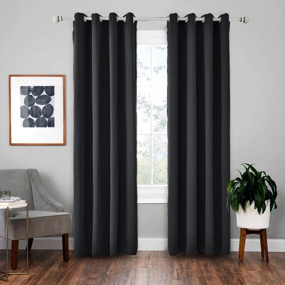 Tenda solida con isolamento in tessuto per tende ad alta precisione da 4 pezzi, dimensioni: 52 × 95 pollici （132 × 240 cm） (nero)