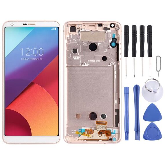 Schermo LCD originale per LG G6 / H870 / H870DS / H872 / LS993 / VS998 / US997 Digitizer Assemblaggio completo con Frame7 (oro)