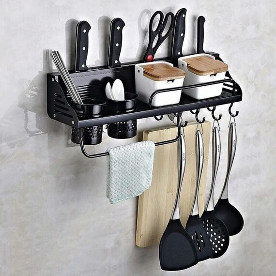 A Versione 50 centimetri 2 Coppa 8 Supporto multifunzionale Ganci Cucina Wallmounted Condimento Rack bagagli
