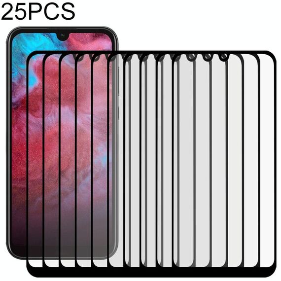 25 PCS per Huawei Honor Play 3e Full Glue Full Cover Pellicola proteggi schermo in vetro temperato