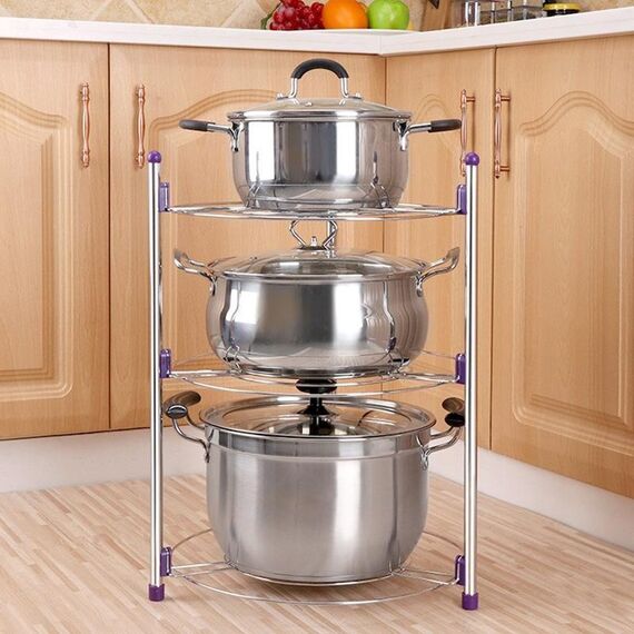 Scaffale multifunzione per pentole da cucina Pentola per zuppa wok a tre strati Scaffale per pentole in acciaio inossidabile