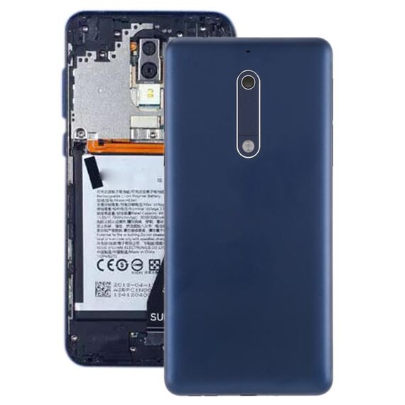Coperchio posteriore della batteria con obiettivo della fotocamera e tasti laterali per Nokia 5 (blu)
