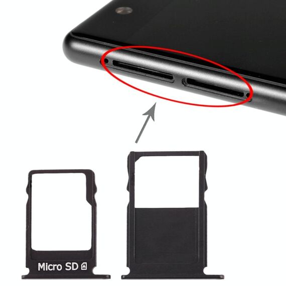 Vassoio scheda SIM + vassoio scheda micro SD per Nokia 3 TA-1020 TA-1028 TA-1032 TA-1038 (nero)
