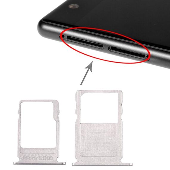 Vassoio scheda SIM + vassoio scheda micro SD per Nokia 3 TA-1020 TA-1028 TA-1032 TA-1038 (argento)